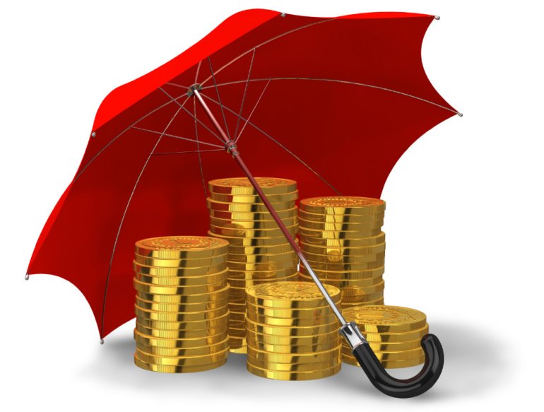 umbrella and golden coins